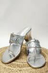 Buy_THE ALTER_Silver Myra Kolhapuri Block Heels _at_Aza_Fashions