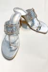 Shop_THE ALTER_Silver Myra Kolhapuri Block Heels _at_Aza_Fashions