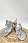 Buy_THE ALTER_Silver Myra Kolhapuri Block Heels _Online_at_Aza_Fashions