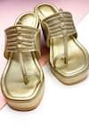 Buy_THE ALTER_Gold Metallic Braided Kolhapuri Wedges _Online_at_Aza_Fashions