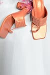 Shop_THE ALTER_Peach T-shaped Kolhapuri Block Heels _Online_at_Aza_Fashions