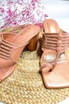 THE ALTER_Peach T-shaped Kolhapuri Block Heels _at_Aza_Fashions