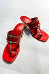 Buy_THE ALTER_Red Myra Kolhapuri Block Heels _at_Aza_Fashions