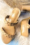 THE ALTER_Beige Bella Braided Cyclindrical Block Heels _at_Aza_Fashions