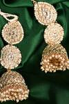 Buy_Samyukta Singhania_Gold Plated Jadau Kundan Jhumkas With Ear Chain_Online_at_Aza_Fashions