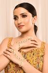 Moh-Maya By Disha Khatri_Gold Plated Stones, Pearls Kundan And Haathphool Set _Online_at_Aza_Fashions