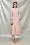 Shop_Alok & Harsh_Peach Chanderi Floral Embroidered Kurta_Online_at_Aza_Fashions