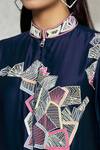 Alok & Harsh_Blue Chanderi Geometric Embroidered Kurta_at_Aza_Fashions