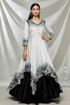 Buy_Alok & Harsh_Black Chanderi Asymmetric Anarkali Lehenga Set_at_Aza_Fashions