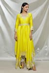 Buy_Alok & Harsh_Yellow Chanderi Asymmetric Embroidered Anarkali_Online_at_Aza_Fashions