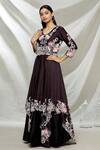 Buy_Alok & Harsh_Purple Chanderi Asymmetric Anarkali Lehenga Set_at_Aza_Fashions