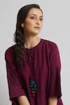 Shop_Brij_Purple Spun Silk Plain Round Pintucked Sleeve Tunic And Pant Set _Online_at_Aza_Fashions