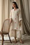 Buy_ROZA_White Ophelia Linen Printed Kurta And Pant Set_at_Aza_Fashions