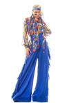 Shop_Nitya Bajaj_Blue Georgette Meow Print Shirt And Ruffle Pant Set_at_Aza_Fashions