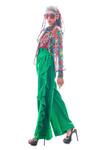 Nitya Bajaj_Green Georgette Meow Print Shirt And Ruffle Pant Set_Online_at_Aza_Fashions