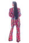 Shop_Nitya Bajaj_Pink Georgette Meow Print Summer Blazer And Pant Set_at_Aza_Fashions