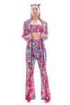 Buy_Nitya Bajaj_Pink Georgette Meow Print Summer Blazer And Pant Set_Online_at_Aza_Fashions