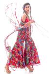 Buy_Nitya Bajaj_Pink Meow Print Sharara Set With Cape_Online_at_Aza_Fashions