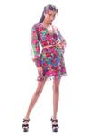 Buy_Nitya Bajaj_Pink Georgette Meow Print Crop Top And Skirt Set_at_Aza_Fashions
