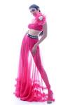 Buy_Nitya Bajaj_Pink Tulle Ruched Bustier And Sheer Skirt Set_Online_at_Aza_Fashions