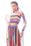 Buy_Nitya Bajaj_Multi Color Summer Georgette Striped Palazzo And Bustier Set_Online_at_Aza_Fashions