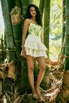 Shop_Ankita Dharman_Green Crepe Mirri Printed Corset_at_Aza_Fashions
