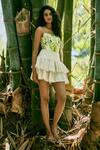 Shop_Ankita Dharman_White Kora Cotton Tiered Skirt_at_Aza_Fashions