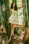 Ankita Dharman_White Kora Cotton Tiered Skirt_Online_at_Aza_Fashions