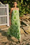 Buy_Ankita Dharman_Green Chiffon Mirri Printed Tiered Dress_at_Aza_Fashions