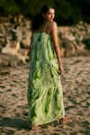 Shop_Ankita Dharman_Green Chiffon Mirri Printed Tiered Dress_at_Aza_Fashions
