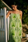 Shop_Ankita Dharman_Green Chiffon Mirri Printed Tiered Dress_Online_at_Aza_Fashions