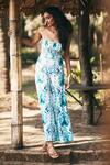 Buy_Ankita Dharman_Blue Crepe Ellen Printed Off Shoulder Jumpsuit_at_Aza_Fashions