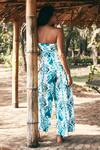 Shop_Ankita Dharman_Blue Crepe Ellen Printed Off Shoulder Jumpsuit_at_Aza_Fashions