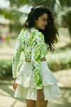 Shop_Ankita Dharman_Green Mirri Front Twisted Top_at_Aza_Fashions