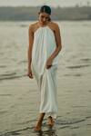 Ankita Dharman_White Linen Slub Sunna Strappy Maxi Dress_Online_at_Aza_Fashions