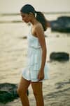 Ankita Dharman_White Linen Slub Sunna One Shoulder Ruffle Dress_Online_at_Aza_Fashions