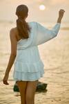 Shop_Ankita Dharman_White Linen Slub Sunna One Shoulder Ruffle Dress_Online_at_Aza_Fashions