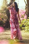 Buy_Ankita Dharman_Multi Color Chiffon Ahura One Shoulder Kaftan_at_Aza_Fashions