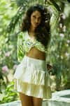 Buy_Ankita Dharman_Green Mirri Front Twisted Top And Skirt Set_at_Aza_Fashions