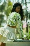 Shop_Ankita Dharman_Green Mirri Front Twisted Top And Skirt Set_at_Aza_Fashions