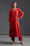 Buy_Anantaa by Roohi_Red Ombre Silk Chanderi Kurta_at_Aza_Fashions