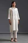 Anantaa by Roohi_White Silk Chanderi Collared Kurta_Online_at_Aza_Fashions