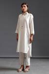 Buy_Anantaa by Roohi_White Silk Chanderi Collared Kurta_Online_at_Aza_Fashions