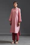 Buy_Anantaa by Roohi_Pink Silk Chanderi Embroidered Cutdana Work Straight Collar Kurta _Online_at_Aza_Fashions