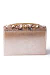 Shop_Born Flash_Beige Embroidery, Beads Camellia Floral Embellished Clutch With Sling _at_Aza_Fashions