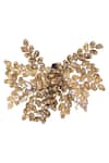 Shop_Born Flash_Gold Crystals, Pearls Zinnia Embellished Hair Clip _at_Aza_Fashions