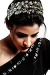 Shop_Born Flash_Silver Crystals, Beads, Pearls Zhuri Embellished Hairband _at_Aza_Fashions
