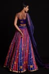 Shop_Cedar & Pine_Multi Color Velvet Printed Striped Sweetheart Neck Lehenga Set _at_Aza_Fashions