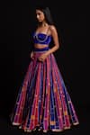 Buy_Cedar & Pine_Multi Color Velvet Printed Striped Sweetheart Neck Lehenga Set _Online_at_Aza_Fashions