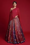 Buy_Cedar & Pine_Multi Color Organza Printed Striped Blouse Lehenga Set With Cape  _at_Aza_Fashions